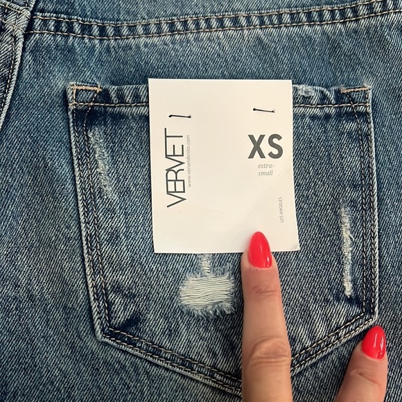 VERVET Rebecca XS High Rise Denim distressed shorts extra small NWT boutique - Picture 7 of 10